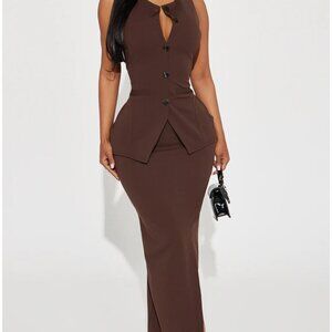 BRAND NEW-  Office Ready Maxi Dress - Brown- MEDIUM